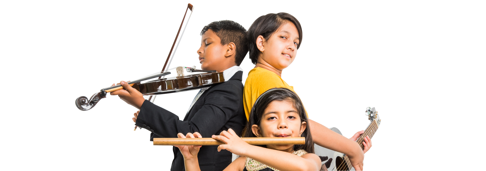 multicultural kids playing instruments